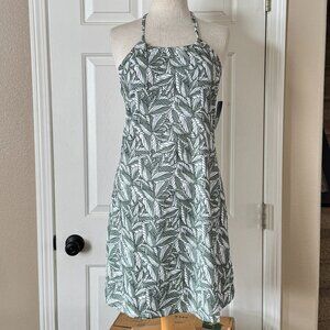 Eddie Bauer Harmony Sleeveless UPF 50 Stretch Dress Dusty Olive Simple Palms NWT
